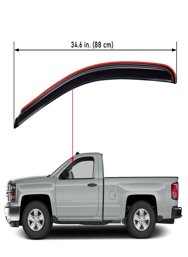 Lightronic واقي نافذة تهوية أوتوماتيكي فائق المتانة من لايترونيك، يناسب سيارات شيفروليه سيلفرادو وجي إم سي سييرا 1500 موديلات 2007-2013، وسيلفرادو/سييرا 2500 HD و3500 HD موديلات 2007-2014، كابينة عادية/ممتدة/مزدوجة، لون دخاني، قطعتان - Image 4